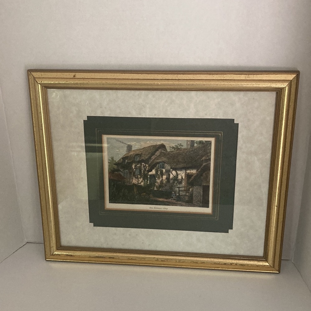 ANNE HATHAWAY COTTAGE, circa 1870. Framed  Vintage Print